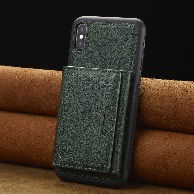 For iPhone XS Max LC.IMEEKE L5 Series Detachable RFID Card Bag Magsafe Phone Case(Green)