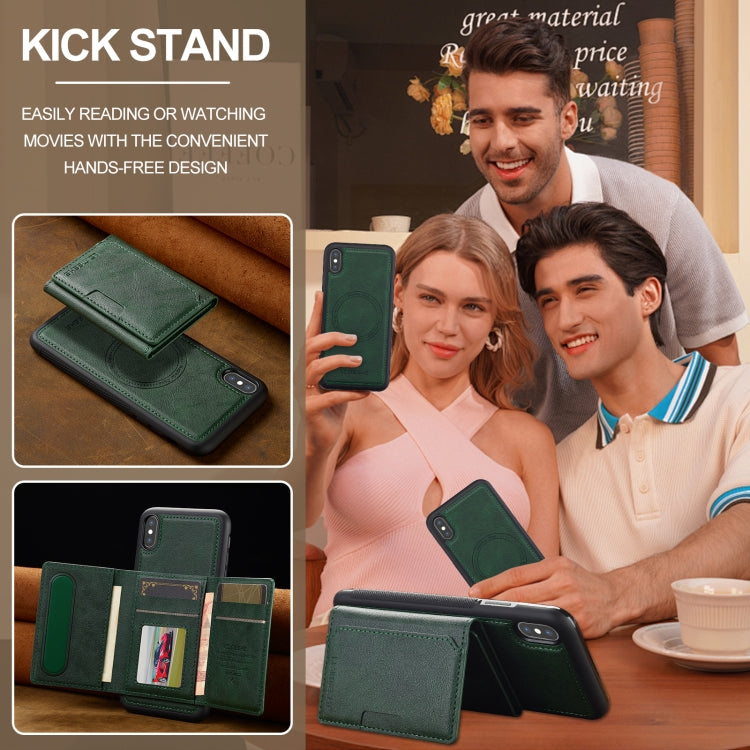For iPhone XS Max LC.IMEEKE L5 Series Detachable RFID Card Bag Magsafe Phone Case(Green)