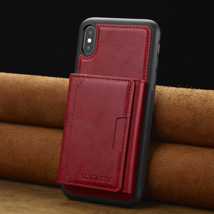 For iPhone XS Max LC.IMEEKE L5 Series Detachable RFID Card Bag Magsafe Phone Case(Red)