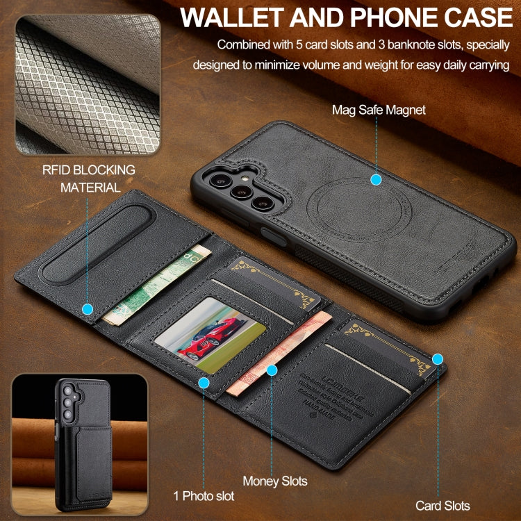 For Samsung Galaxy S23 FE 5G LC.IMEEKE L5 Series Detachable RFID Card Bag Magsafe Phone Case(Black)
