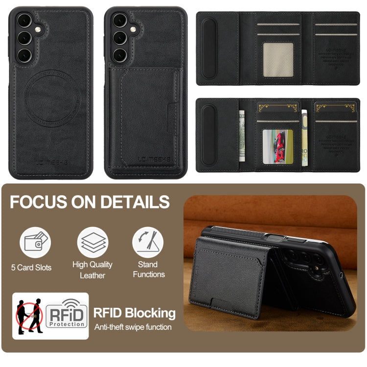 For Samsung Galaxy S23 FE 5G LC.IMEEKE L5 Series Detachable RFID Card Bag Magsafe Phone Case(Black)