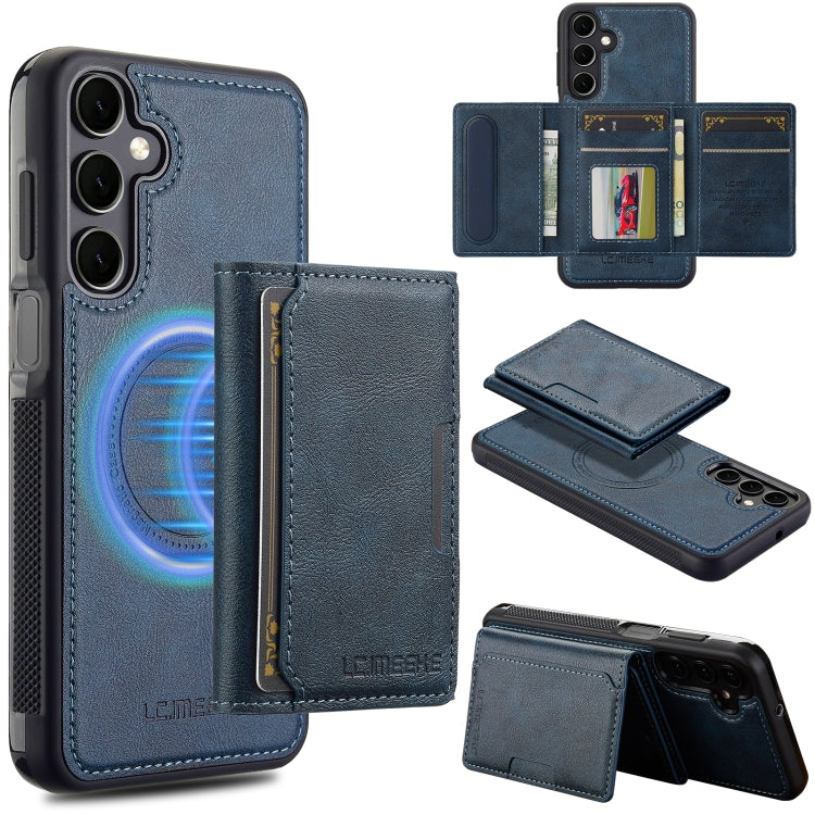 For Samsung Galaxy S23 FE 5G LC.IMEEKE L5 Series Detachable RFID Card Bag Magsafe Phone Case(Blue)