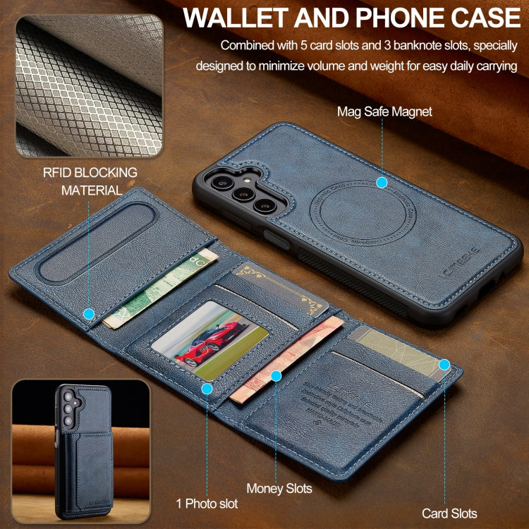For Samsung Galaxy S23 FE 5G LC.IMEEKE L5 Series Detachable RFID Card Bag Magsafe Phone Case(Blue)