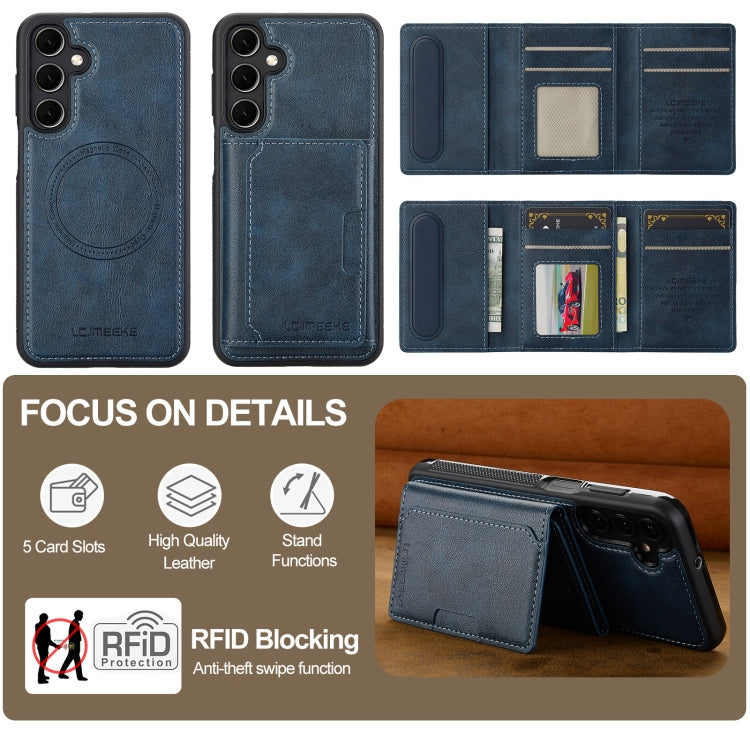 For Samsung Galaxy S23 FE 5G LC.IMEEKE L5 Series Detachable RFID Card Bag Magsafe Phone Case(Blue)