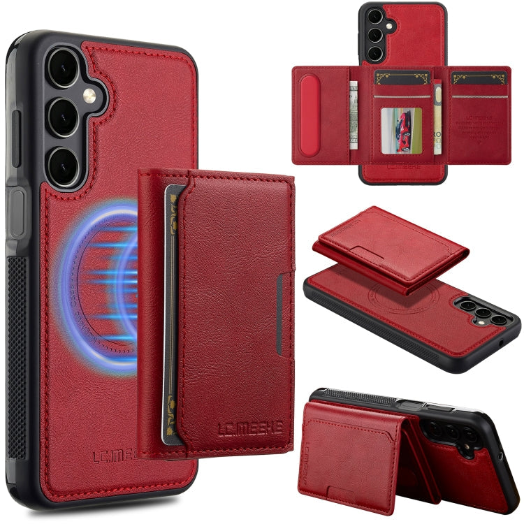 For Samsung Galaxy S23 FE 5G LC.IMEEKE L5 Series Detachable RFID Card Bag Magsafe Phone Case(Red)
