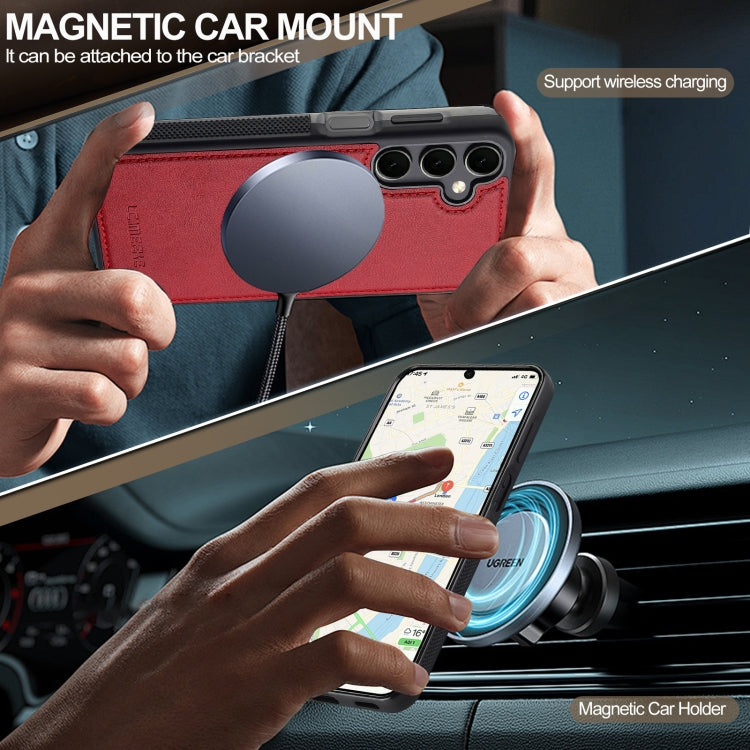 For Samsung Galaxy S23 FE 5G LC.IMEEKE L5 Series Detachable RFID Card Bag Magsafe Phone Case(Red)