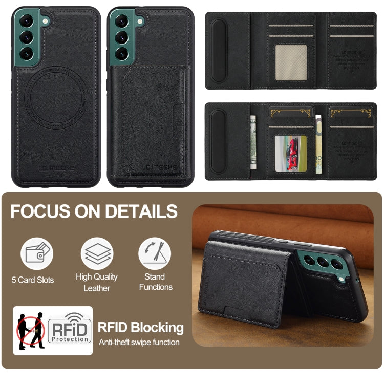 For Samsung Galaxy S21 5G LC.IMEEKE L5 Series Detachable RFID Card Bag Magsafe Phone Case(Black)