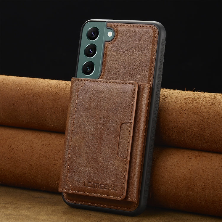 For Samsung Galaxy S21 5G LC.IMEEKE L5 Series Detachable RFID Card Bag Magsafe Phone Case(Brown)