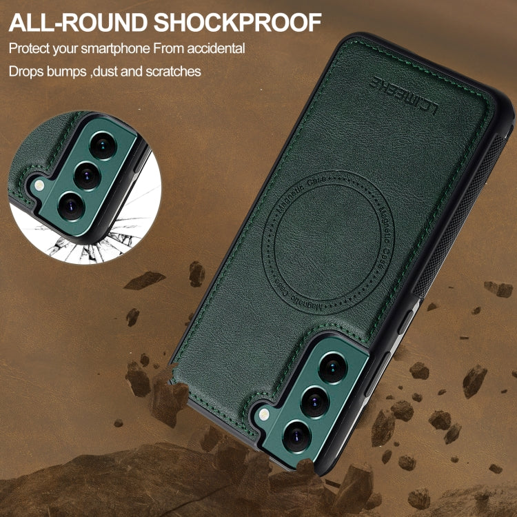 For Samsung Galaxy S21 5G LC.IMEEKE L5 Series Detachable RFID Card Bag Magsafe Phone Case(Green)