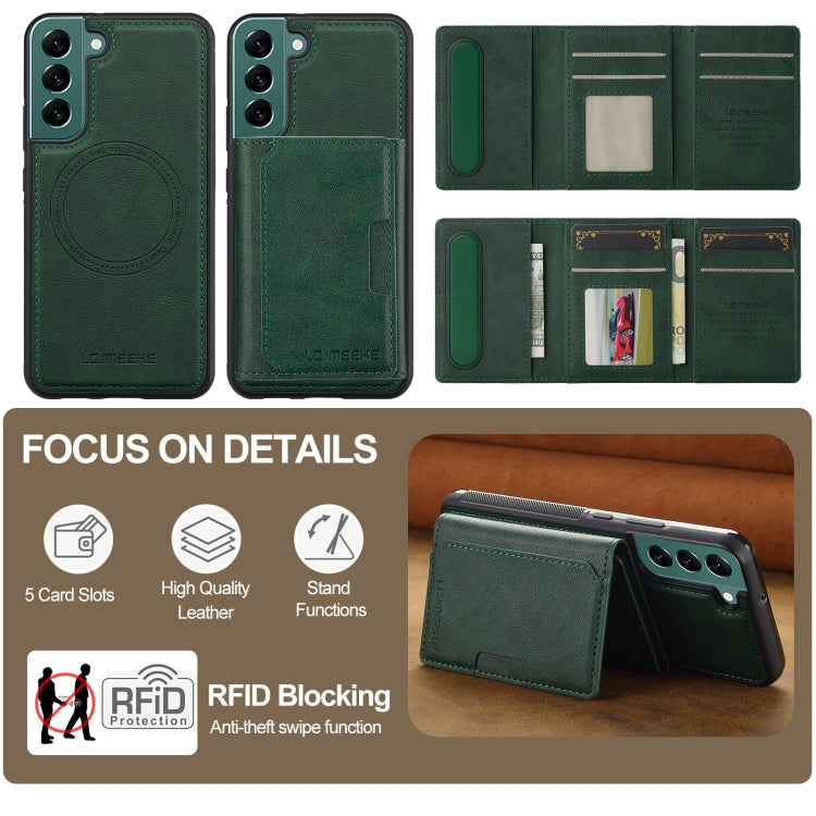 For Samsung Galaxy S21 5G LC.IMEEKE L5 Series Detachable RFID Card Bag Magsafe Phone Case(Green)