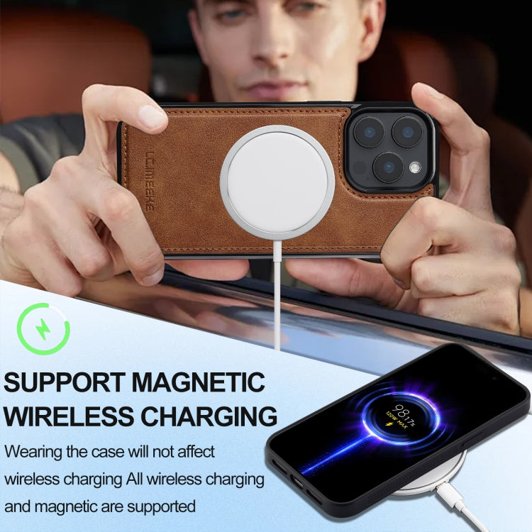 For iPhone 15 Pro Max LC.IMEEKE Magsafe Phone Case(Brown)