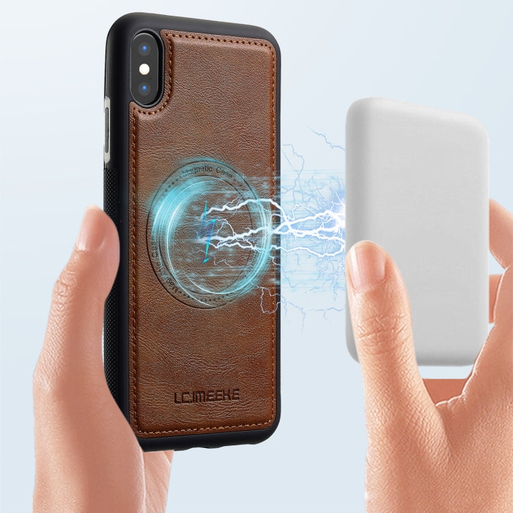 For iPhone XS Max LC.IMEEKE Magsafe Phone Case(Brown)
