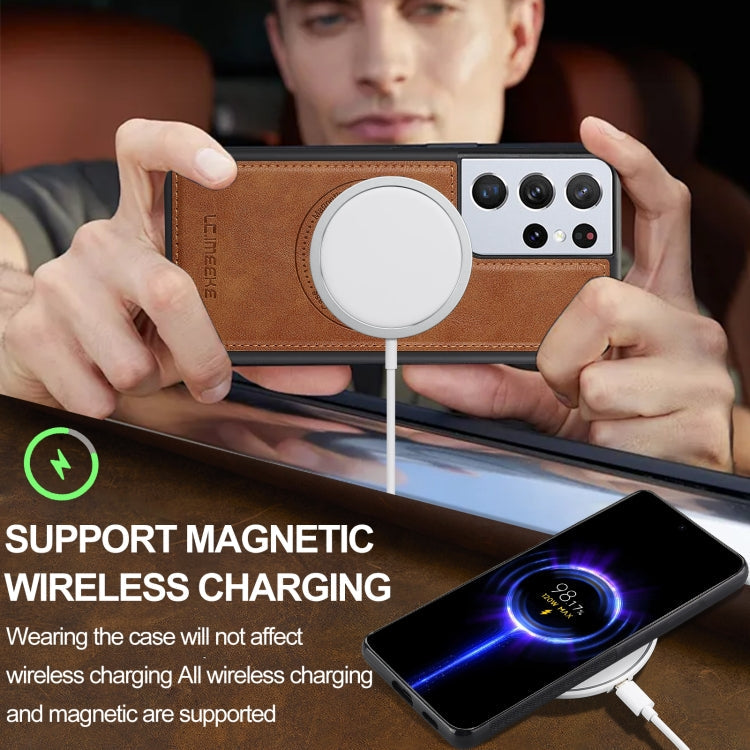 For Samsung Galaxy S21 Ultra 5G LC.IMEEKE Magsafe Phone Case(Brown)
