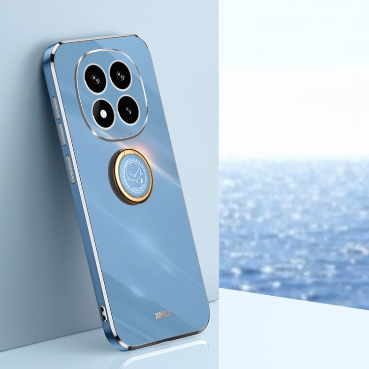 For Redmi Note 14 Pro+ 5G XINLI Straight 6D Plating Gold Edge TPU Shockproof Case with Ring Holder(Celestial Blue)