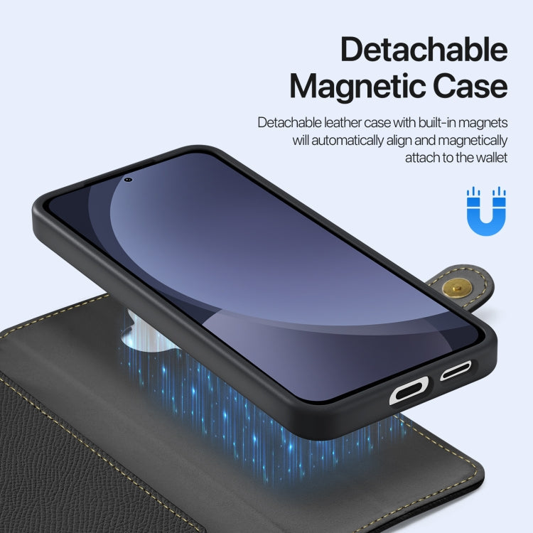 For Samsung Galaxy S25 5G DUX DUCIS Lawa Series 2 in 1 Wallet Zipper Detachable MagSafe Phone Case with Lanyard(Black)