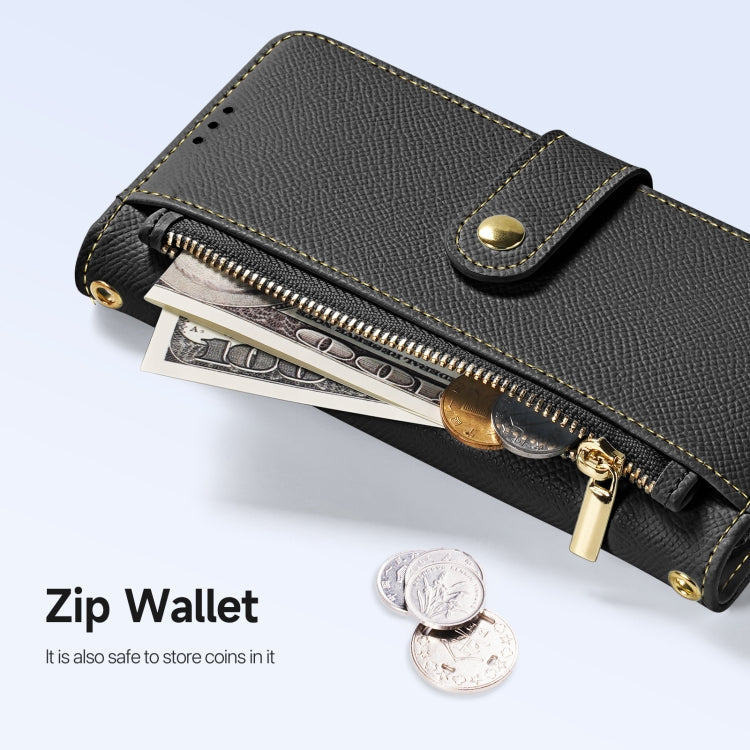 For Samsung Galaxy S25 5G DUX DUCIS Lawa Series 2 in 1 Wallet Zipper Detachable MagSafe Phone Case with Lanyard(Black)