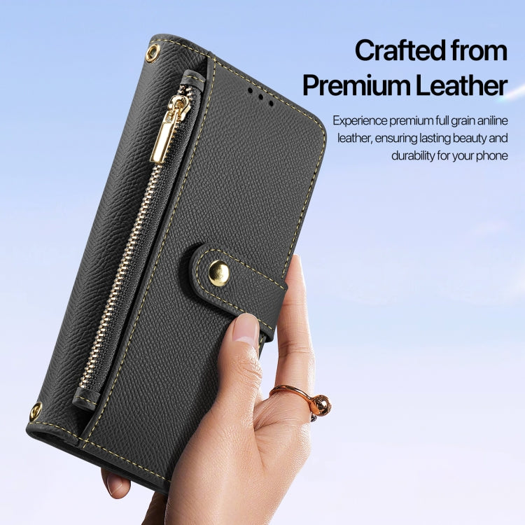 For Samsung Galaxy S25 5G DUX DUCIS Lawa Series 2 in 1 Wallet Zipper Detachable MagSafe Phone Case with Lanyard(Black)