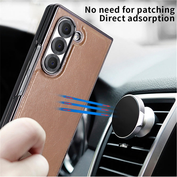 For Samsung Galaxy Z Fold5 VIETAO Integrated MagSafe PU Phone Case(Brown)