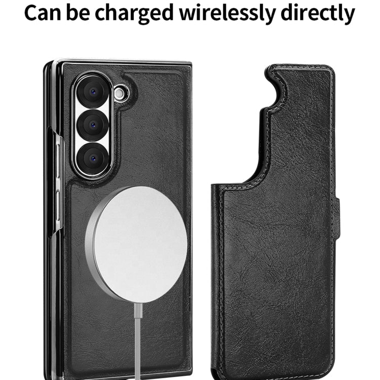 For Samsung Galaxy Z Fold5 VIETAO Integrated RFID MagSafe Detachable PU Phone Case(Brown)