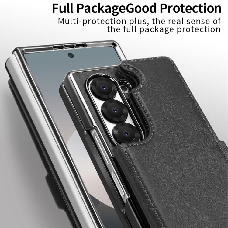 For Samsung Galaxy Z Fold5 VIETAO Integrated RFID MagSafe Detachable PU Phone Case(Brown)
