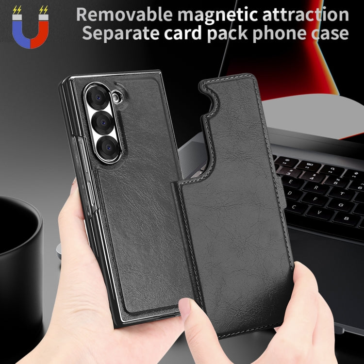 For Samsung Galaxy Z Fold5 VIETAO Integrated RFID MagSafe Detachable PU Phone Case(Brown)