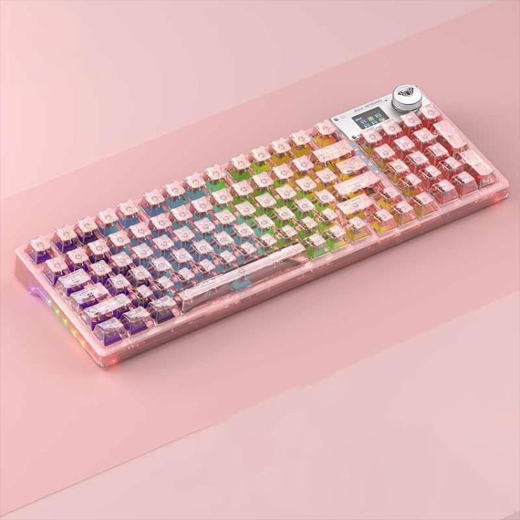 AULA F98Pro V3 99 Keys Wired/2.4G/Bluetooth Three Model RGB Mechanical Keyboard, Shaft:Ice Crystal Shaft(Transparent Pink)