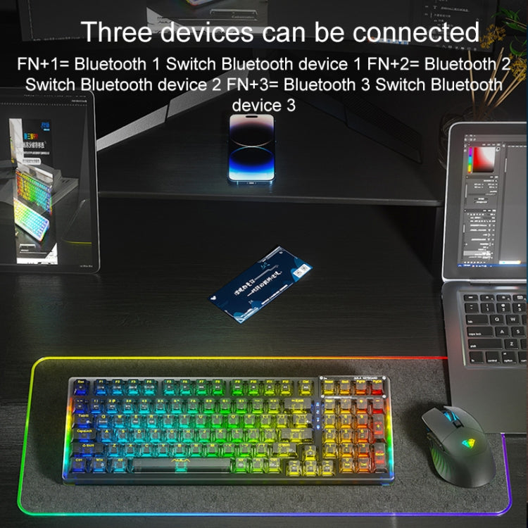 AULA F98Pro V3 99 Keys Wired/2.4G/Bluetooth Three Model RGB Mechanical Keyboard, Shaft:Ice Crystal Shaft(Transparent Pink)