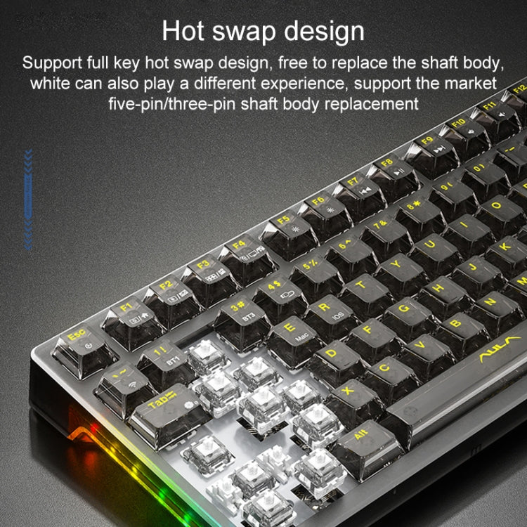 AULA F98Pro V3 99 Keys Wired/2.4G/Bluetooth Three Model RGB Mechanical Keyboard, Shaft:Ice Crystal Shaft(Transparent Pink)
