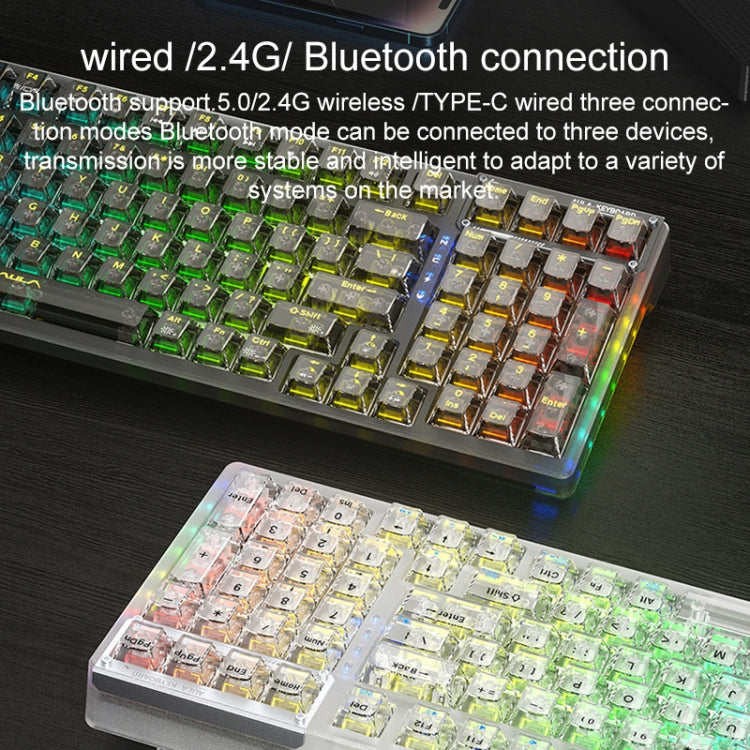 AULA F98Pro V3 99 Keys Wired/2.4G/Bluetooth Three Model RGB Mechanical Keyboard, Shaft:Ice Crystal Shaft(Transparent Pink)