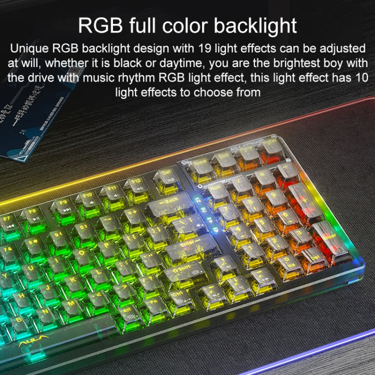 AULA F98Pro V3 99 Keys Wired/2.4G/Bluetooth Three Model RGB Mechanical Keyboard, Shaft:Ice Crystal Shaft(Transparent Pink)