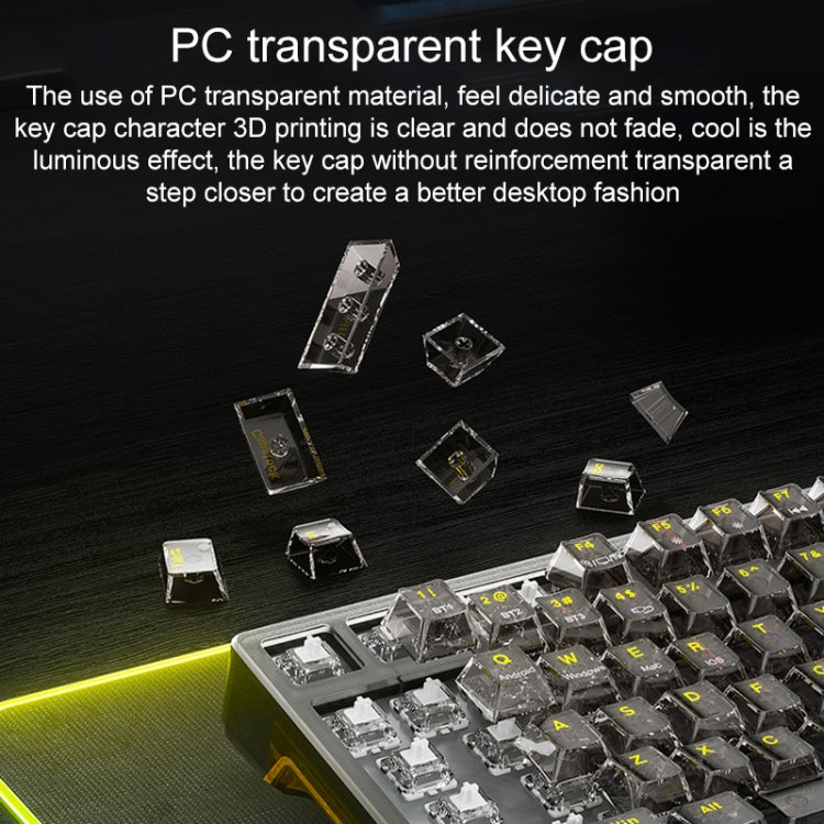 AULA F98Pro V3 99 Keys Wired/2.4G/Bluetooth Three Model RGB Mechanical Keyboard, Shaft:Ice Crystal Shaft(Transparent Pink)