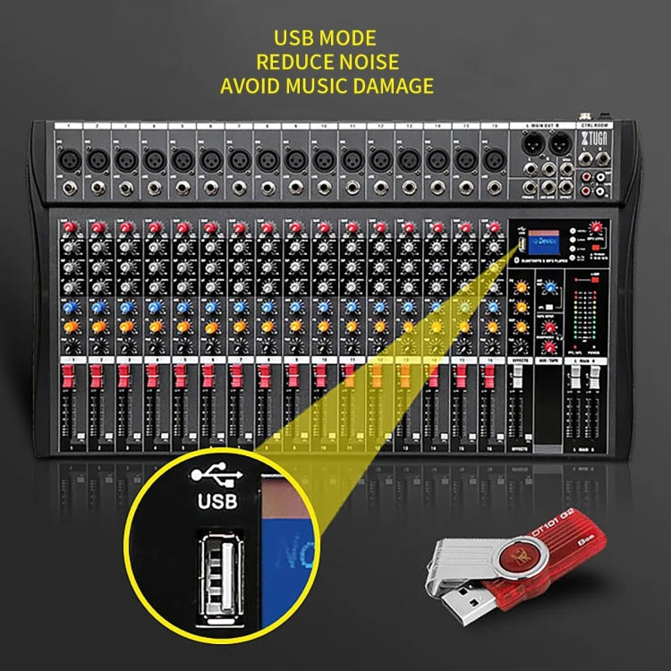 XTUGA CT160X 16-Channels Audio Mixer DJ Mixing Console with 48V Power Supply(AU Plug)