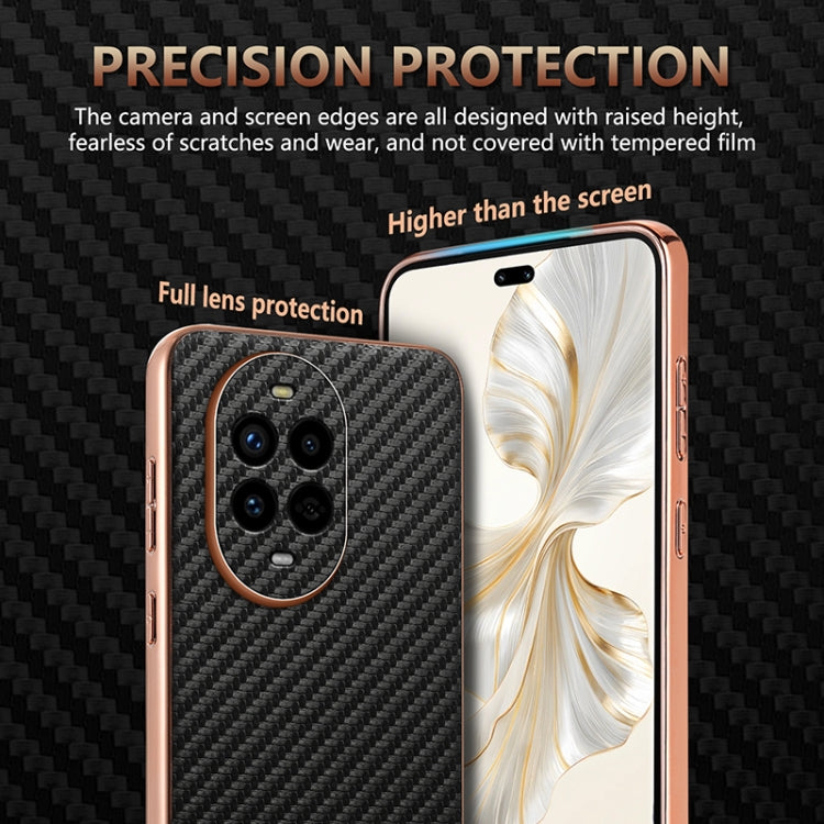 For Huawei nova 13 Pro AZNS Electroplated Edge Carbon Fiber Texture Phone Case(Brown)