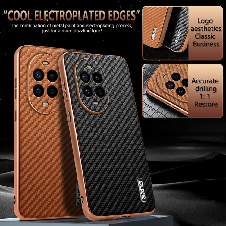 For Huawei nova 13 Pro AZNS Electroplated Edge Carbon Fiber Texture Phone Case(Green)