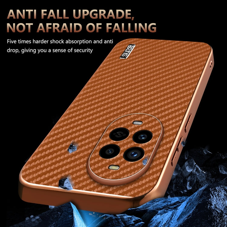 For Huawei nova 13 Pro AZNS Electroplated Edge Carbon Fiber Texture Phone Case(Green)