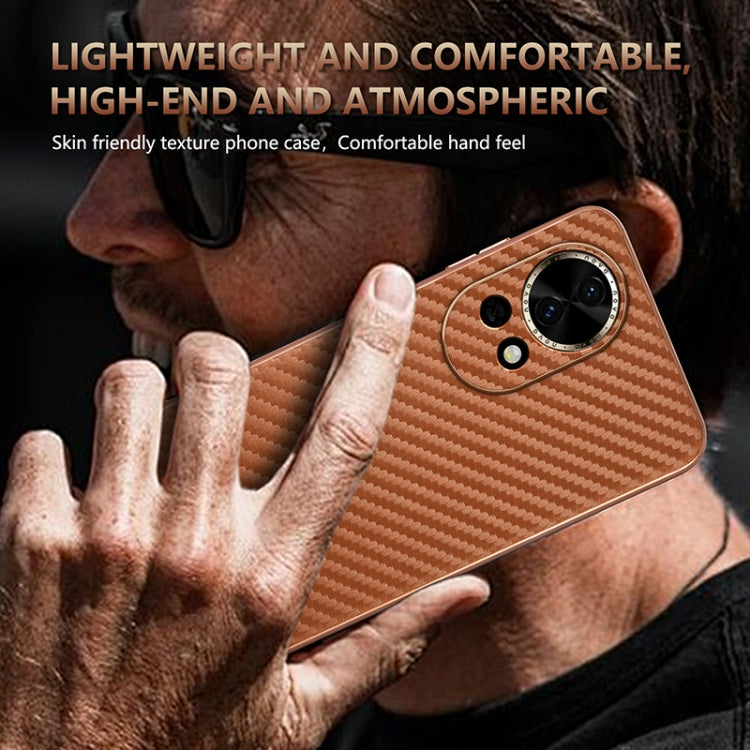 For Huawei nova 13 / nova 12 AZNS Electroplated Edge Carbon Fiber Texture Phone Case(Brown)