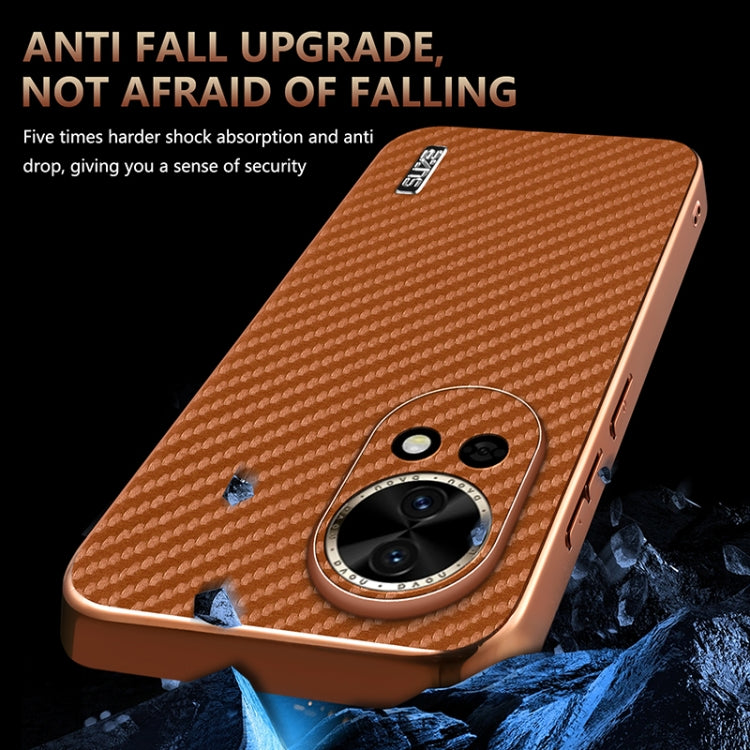 For Huawei nova 13 / nova 12 AZNS Electroplated Edge Carbon Fiber Texture Phone Case(Green)