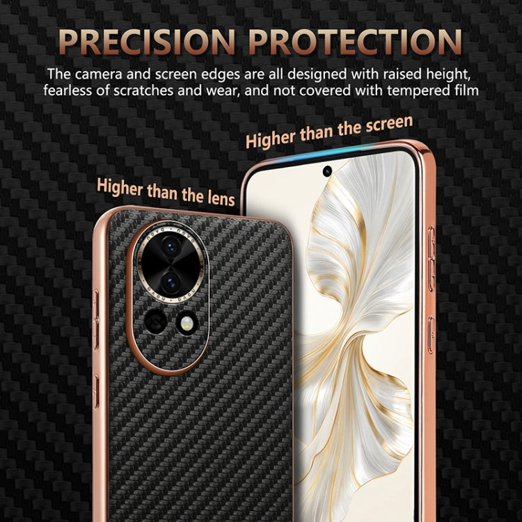 For Huawei nova 13 / nova 12 AZNS Electroplated Edge Carbon Fiber Texture Phone Case(Green)