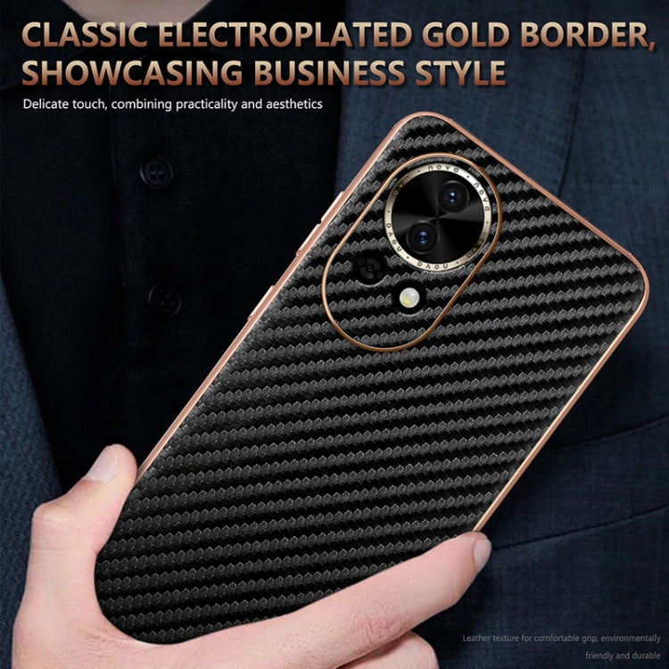 For Huawei nova 13 / nova 12 AZNS Electroplated Edge Carbon Fiber Texture Phone Case(Green)