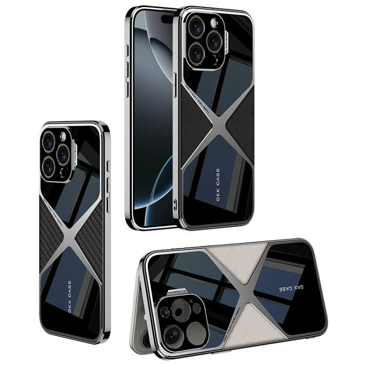 For iPhone 16 Pro Max GKK Leather Electroplating Supersonic Speed Shockproof Phone Case(White)