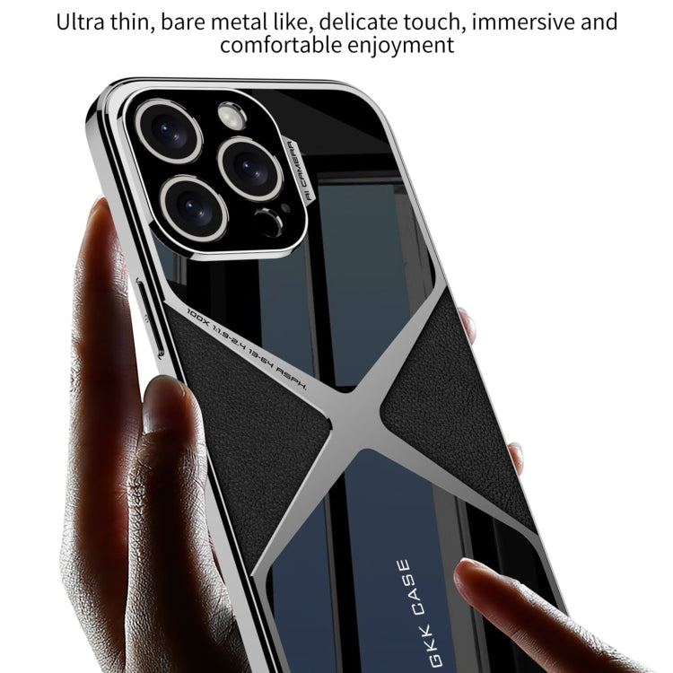 For iPhone 16 Pro Max GKK Leather Electroplating Supersonic Speed Shockproof Phone Case(White)