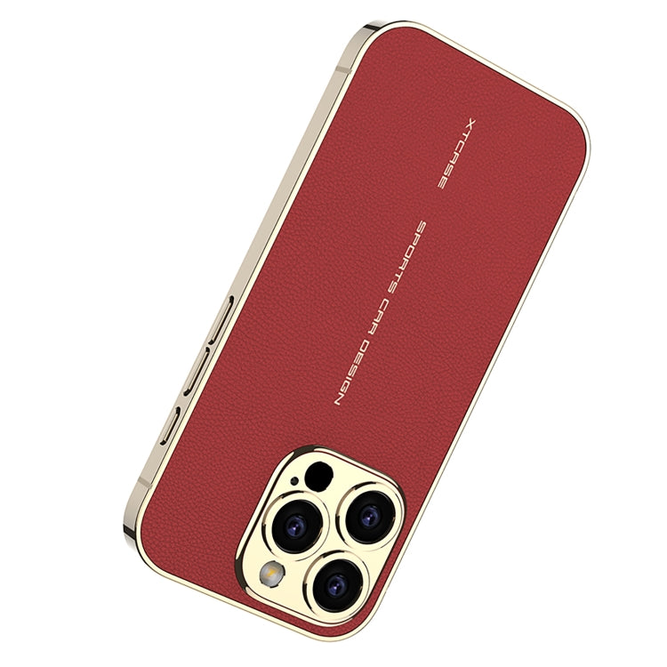 For iPhone 16 Pro Max GKK Plated Plain Leather Shockproof Phone Case(Red)