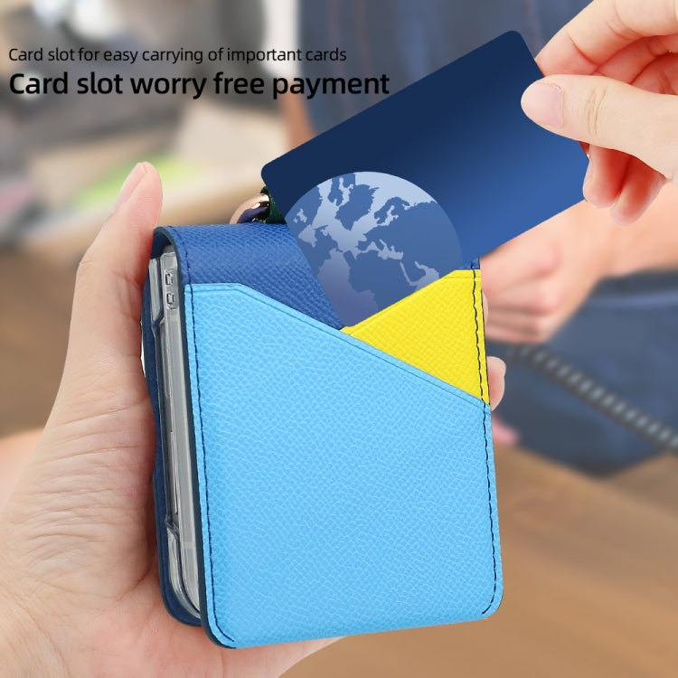 For Samsung Galaxy Z Flip5 VIETAO Metal Ring Card Slot PU Phone Case(Blue)