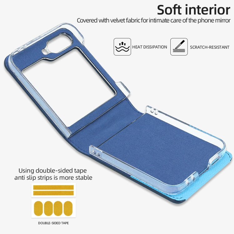 For Samsung Galaxy Z Flip5 VIETAO Metal Ring Card Slot PU Phone Case(Blue)
