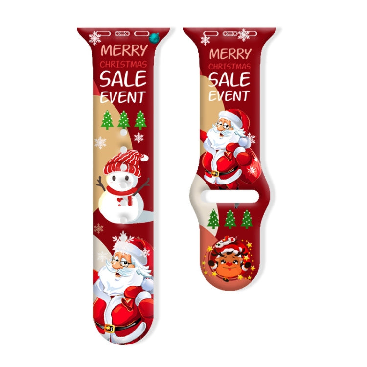 Christmas Pattern Reverse Buckle Silicone Watch Band, For Apple Watch 46mm / 49mm / 45mm / 44mm
