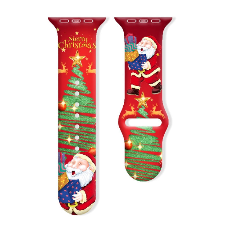 Christmas Pattern Reverse Buckle Silicone Watch Band, For Apple Watch 46mm / 49mm / 45mm / 44mm