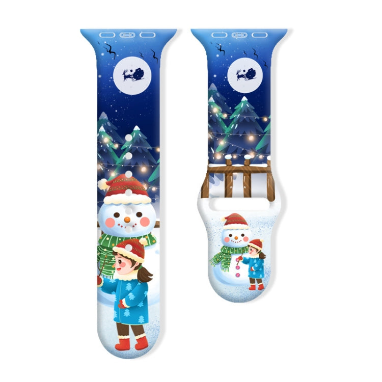 Christmas Pattern Reverse Buckle Silicone Watch Band, For Apple Watch 46mm / 49mm / 45mm / 44mm