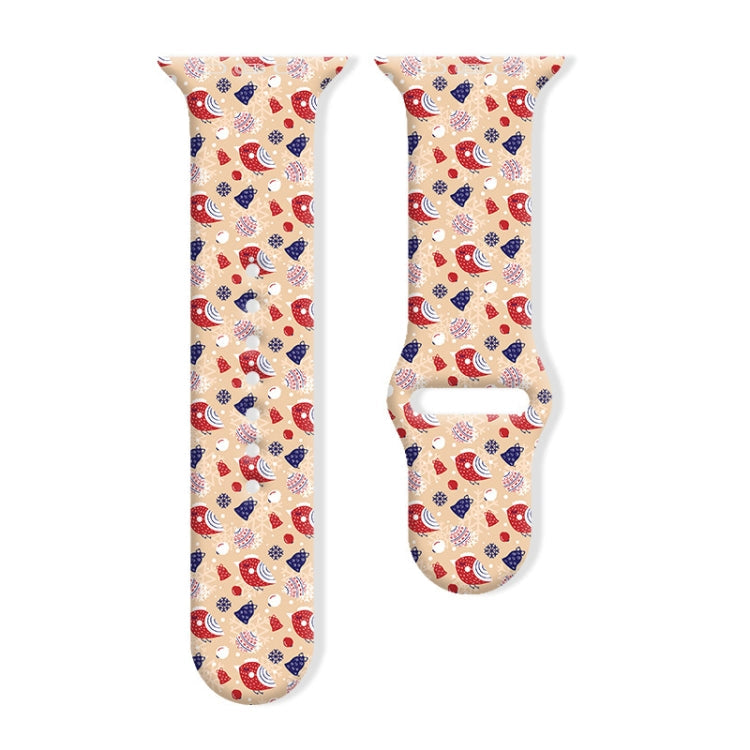 Christmas Pattern Reverse Buckle Silicone Watch Band, For Apple Watch 46mm / 49mm / 45mm / 44mm
