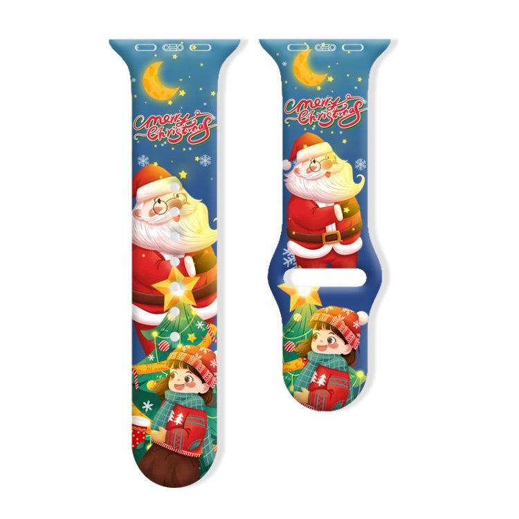 Christmas Pattern Reverse Buckle Silicone Watch Band, For Apple Watch 42mm / 41mm / 40mm / 38mm