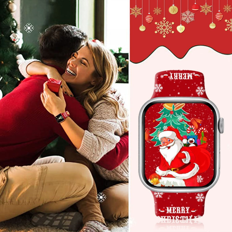 Christmas Pattern Reverse Buckle Silicone Watch Band, For Apple Watch 46mm / 49mm / 45mm / 44mm
